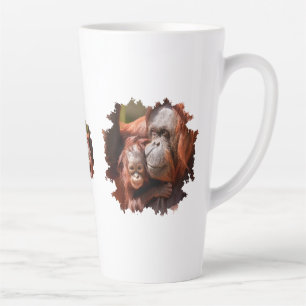 Smiling Baby Orangutan in Mother's Arms Latte Mug