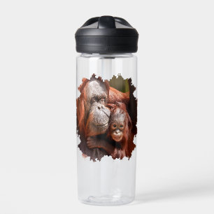 Smiling Baby Orangutan in Mother's Arms Water Bottle