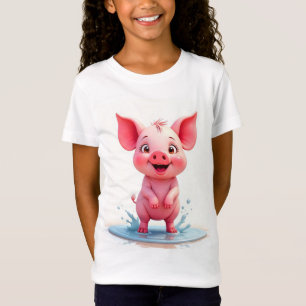 "Smiling Baby Pig Girls T-Shirt – Cute 