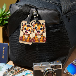 Smiling baby tiger image luggage tag
