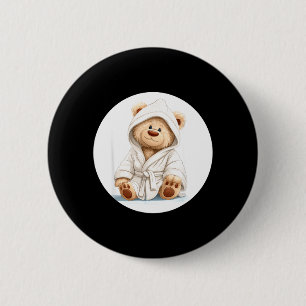 Smiling Bathrobe Teddy Bear Graphic for Boys and 6 Cm Round Badge