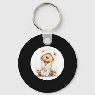 Smiling Bathrobe Teddy Bear Graphic for Boys and Key Ring