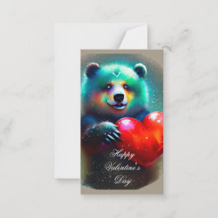 Smiling bear and heart kids valentine card