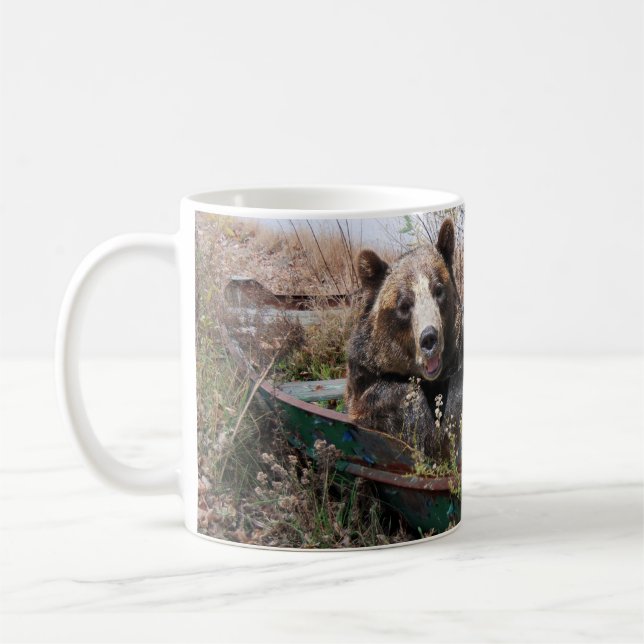 smiling bear in row boat coffee mug (Left)