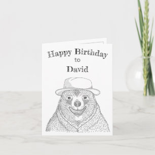 Smiling Bear / Personalised Birthday Card