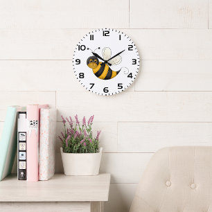 Smiling Bee Fun Bumblebee Character Large Clock