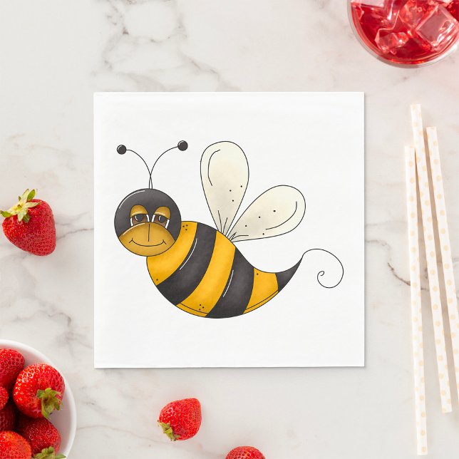 Smiling Bee Fun Bumblebee Character Napkin (Creator Uploaded)
