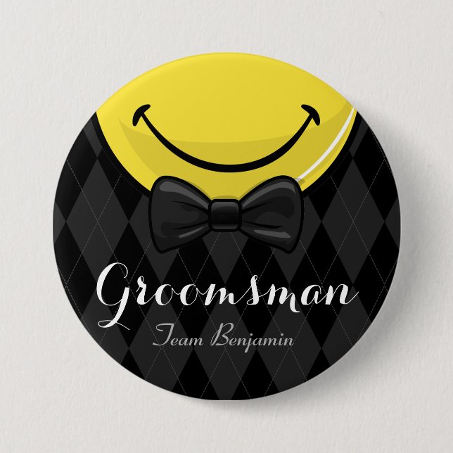 Smiling Best Man/ Groomsman Wedding Button (Front)