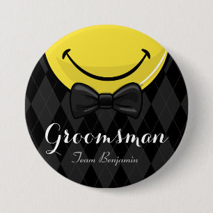 Smiling Best Man/ Groomsman Wedding Button