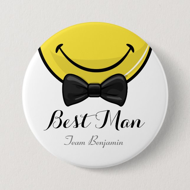 Smiling Best men Wedding Button (Front)