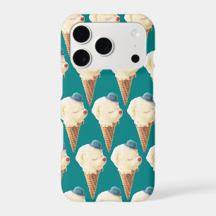 Smiling Bichon Ice Cream Pattern Teal Art