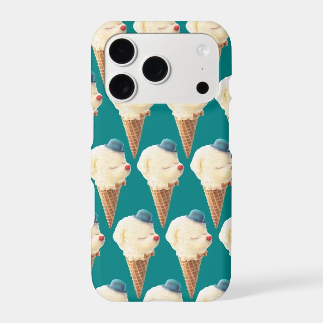 Smiling Bichon Ice Cream Pattern Teal Art (Back)