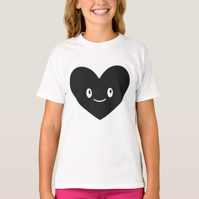 Smiling Black Heart Vector  T-Shirt (Front)