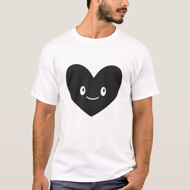 Smiling Black Heart Vector T-Shirt Design (Front)