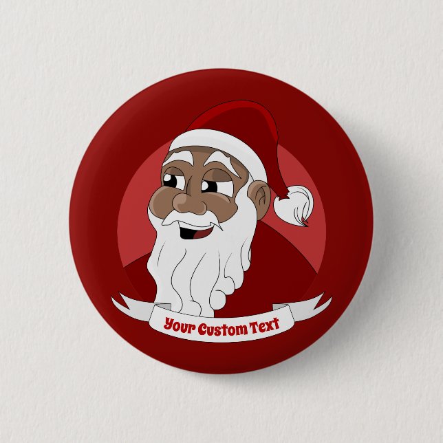 Smiling black Santa Claus cartoon 6 Cm Round Badge (Front)