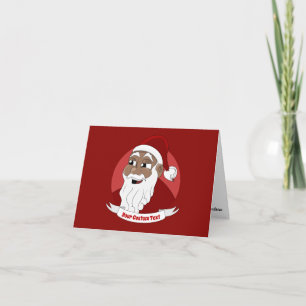Smiling black Santa Claus cartoon Card