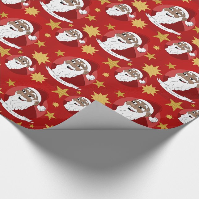 Smiling black Santa Claus cartoon Wrapping Paper (Corner)
