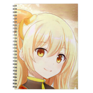 Smiling blonde girl with amber eyes anime manga notebook