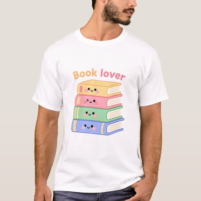 Smiling Book Stack T-Shirt (Front)