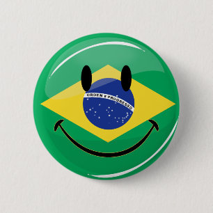 Smiling Brazilian Flag 6 Cm Round Badge