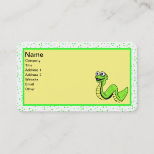 Smiling Bright Cartoon Green Yellow Snake Dots Business Card
