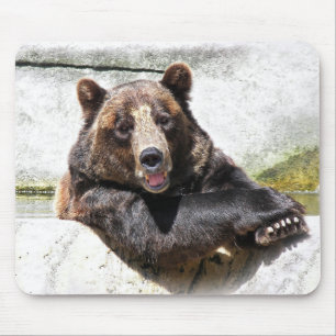 Smiling Brown Bear Mouse Mat