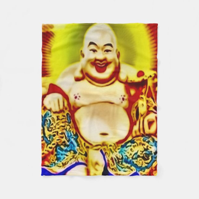 Smiling Buddha Airbrush Art Fleece Blanket (Front)