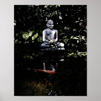 Smiling Buddha and Koi Poster