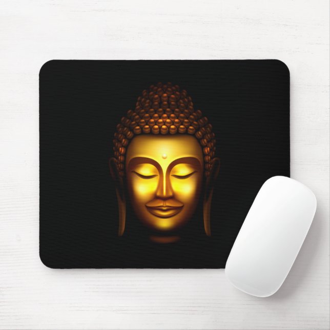 Smiling Buddha Gold and Black Mouse Mat (With Mouse)