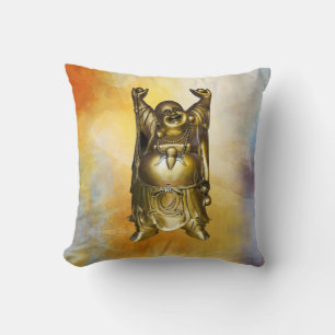 Smiling buddha orange tie dye cushion
