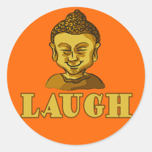 Smiling Buddha with Text LAUGH Tees and Gifts Classic Round Sticker