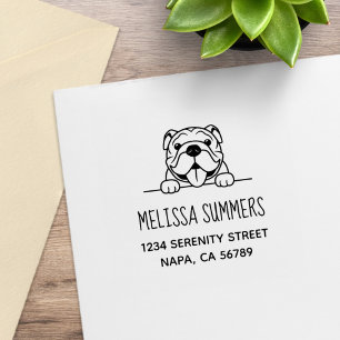 Smiling Bulldog Pet Address Rubber Stamp