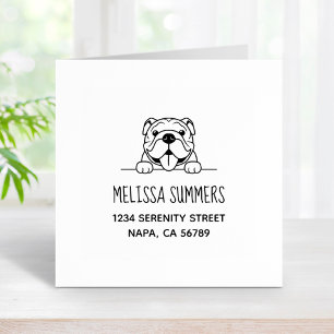 Smiling Bulldog Pet Address Rubber Stamp