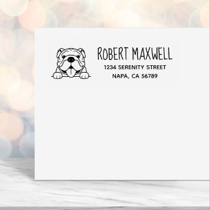 Smiling Bulldog Pet Return Address Self-inking Stamp