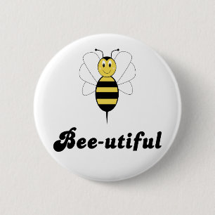 Smiling Bumble Bee Bee-utiful Button