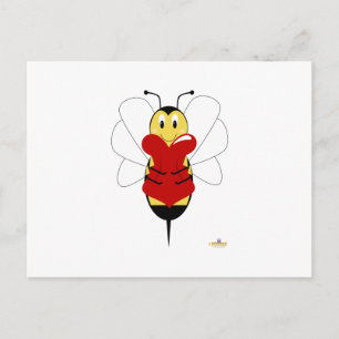 Smiling Bumble Bee Hugs Heart Postcard