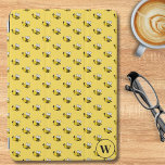 Smiling Bumblebee Monogram iPad Air Cover<br><div class="desc">Bee happy! Bring a touch of joy to your everyday with our personalised iPad cover featuring an adorable,  smiling bumblebee graphic.</div>