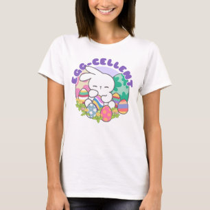 Smiling Bunny & Easter Eggs - Egg-cellent Spring T-Shirt