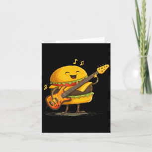Smiling Burger with Guitar for Fast Food Rocker Card