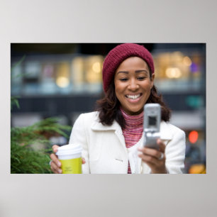 Smiling Business Woman with Cell Phone Poster