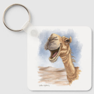 Smiling Camel Watercolor Cartoon Key Ring