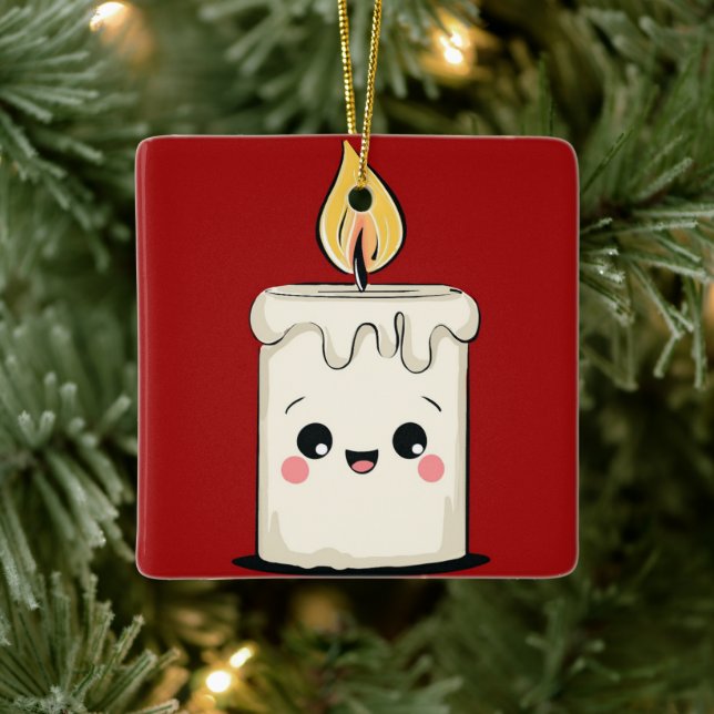 Smiling Candle Christmas Ornament – Cozy Minimal (Tree)