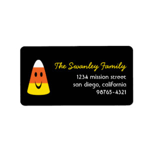 Smiling candy corn fun cute Halloween address Label