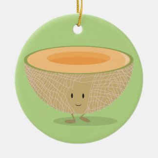 Smiling Cantaloupe Fruit Food Christmas Ceramic Tree Decoration