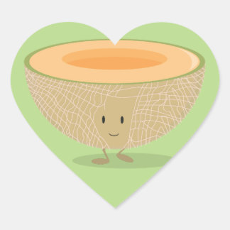 Smiling Cantaloupe Heart Sticker