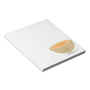 Smiling Cantaloupe White Grey Lines Notepad