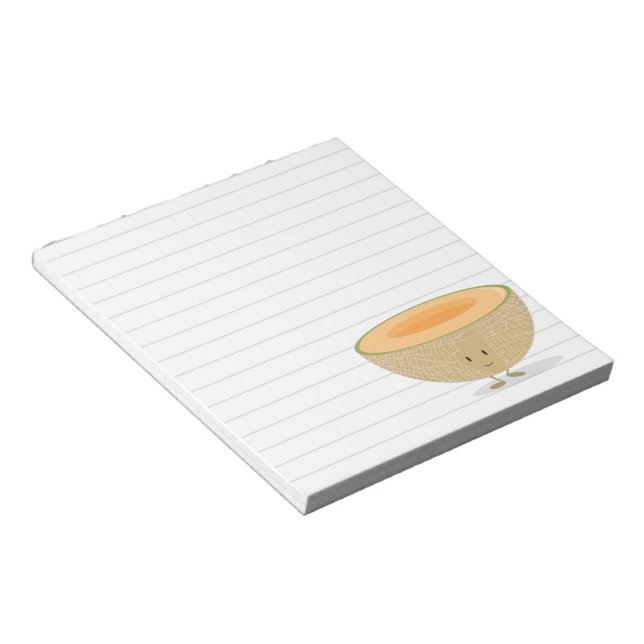 Smiling Cantaloupe White Grey Lines Notepad (Angled)
