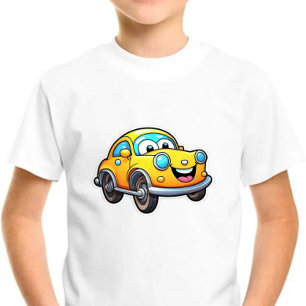 Smiling Car Print Modern Cute Kids  Baby T-Shirt