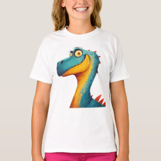 Smiling Cartoon Dinosaur – Cute Dino Shirt for Kid