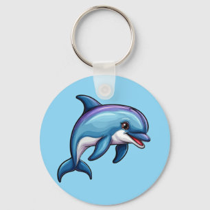 Smiling Cartoon Dolphin Key Ring